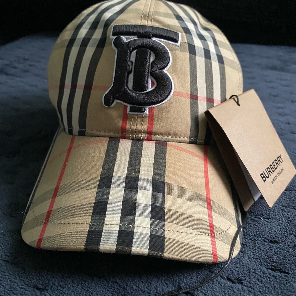 Burberry Beige and Black Logo Cap